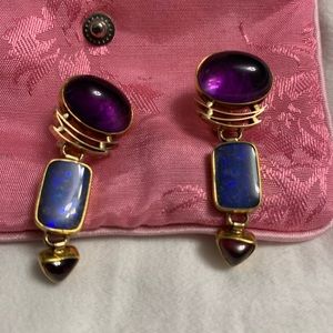 14k and 22k gold mixed stone earrings